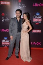 Arbaaz Khan, Malaika Arora Khan at Life Ok Screen Awards red carpet in Mumbai on 14th Jan 2015
